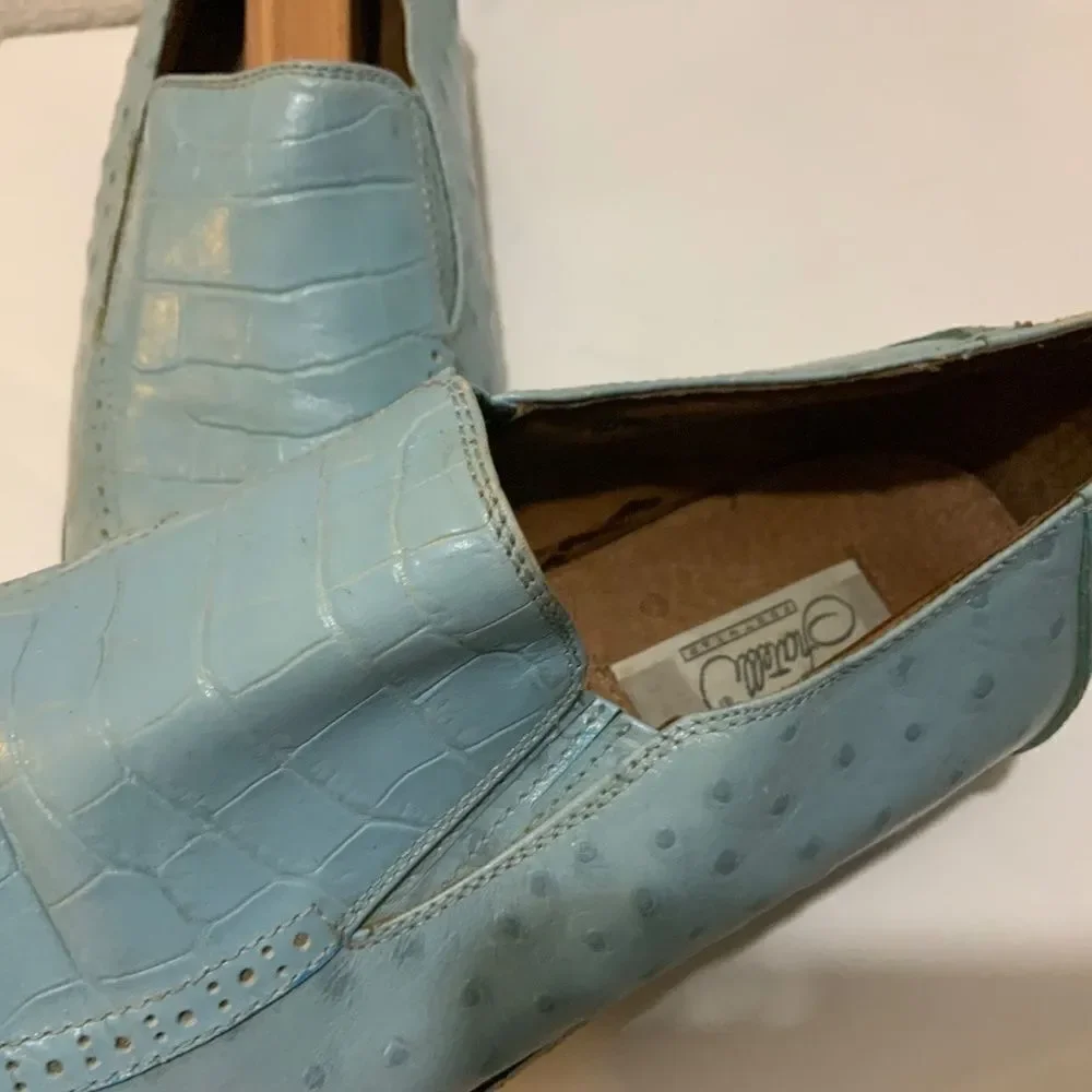 Fratelli Loafers Mens Size 9 Leather Slip On blue Square Toe Dress Shoes